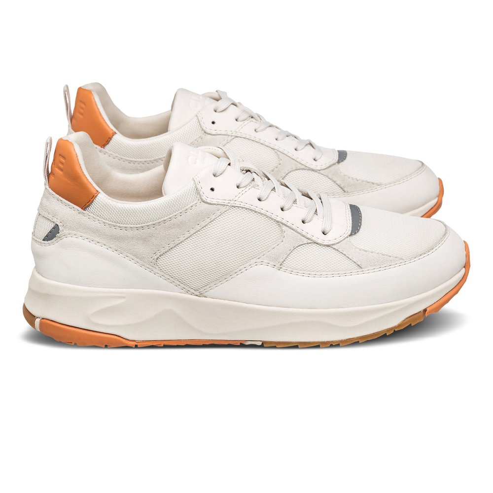 CLAE TOPANGA Sneakers Mens USA720-H45 In White Leather Tangerine